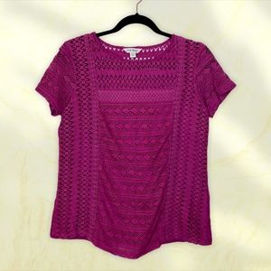 Lucky Brand Crotchet Patterned Sheer Blouse X-Small